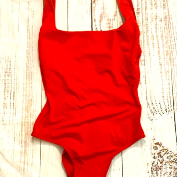 NWT IODUS France by Pierre Martinez red 1 piece swimsuit with Lycra (tm) fabric. - Picture 5 of 7